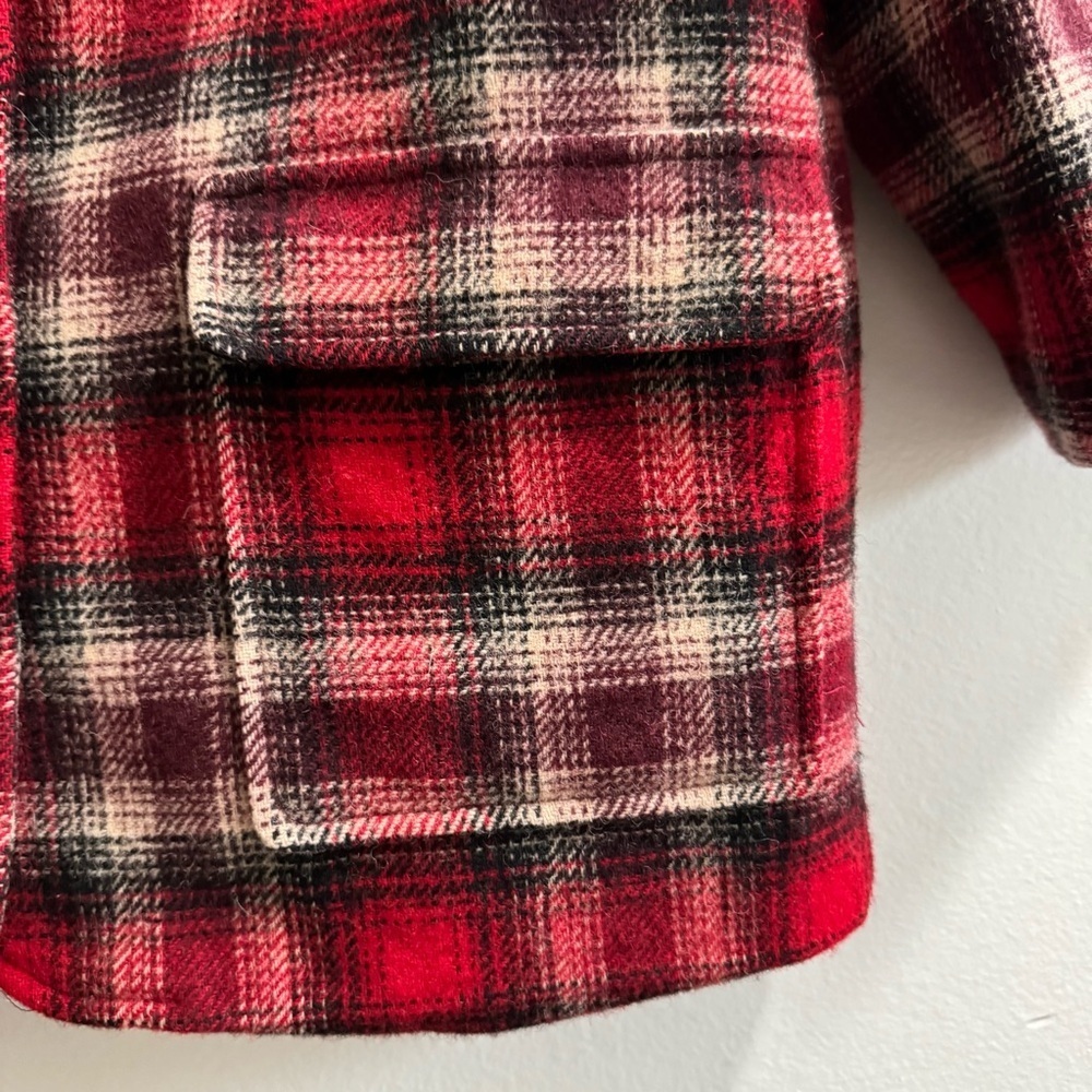 Vintage Eddie Bauer Wool Blend Tartan Red Plaid Blazer Size Large Petit - Picture 6 of 9